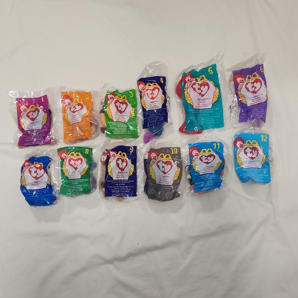 McDonald Happy Meal Promotion 1999 Complete 12 pc. Set Teenie Beanie Baby's